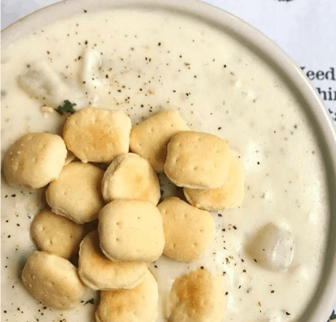 Thick, creamy world famous clam chowder